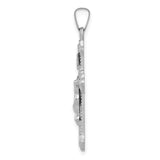 14k White Gold Patonce Crucifix Pendant with INRI Jesus Figure, Christian Religious Charm
