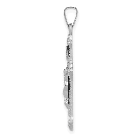 14k White Gold Patonce Crucifix Pendant with INRI Jesus Figure, Christian Religious Charm