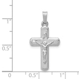 Polished And Satin INRI Latin Crucifix Charm Pendant in Real 14k White Gold