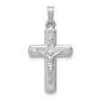 Polished And Satin INRI Latin Crucifix Charm Pendant in Real 14k White Gold