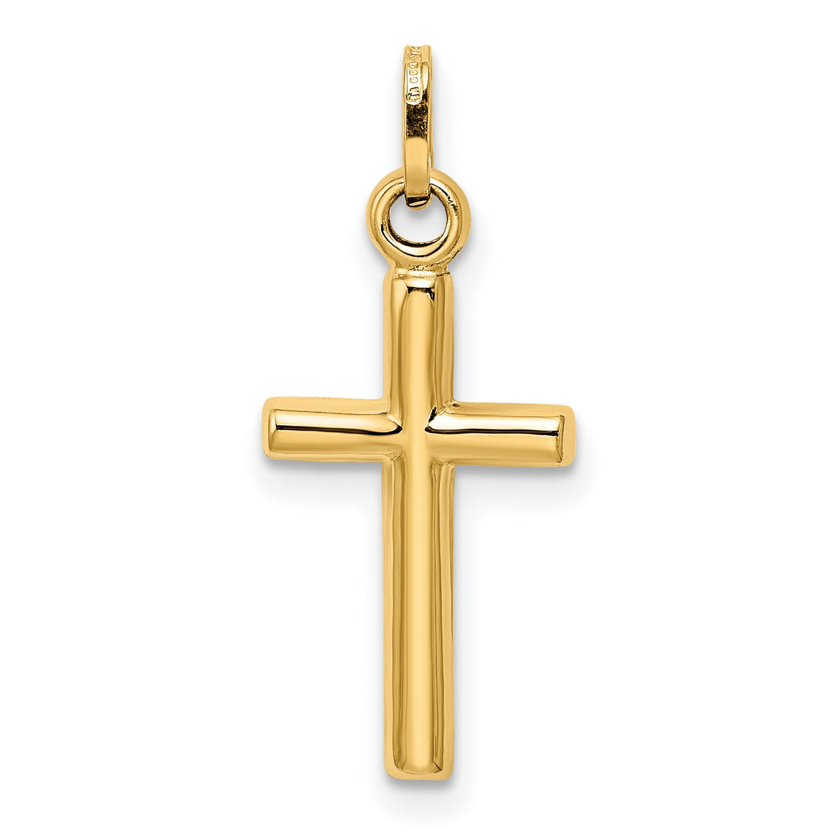 Hollow Latin Cross Charm Pendant in Real 14k Yellow Gold