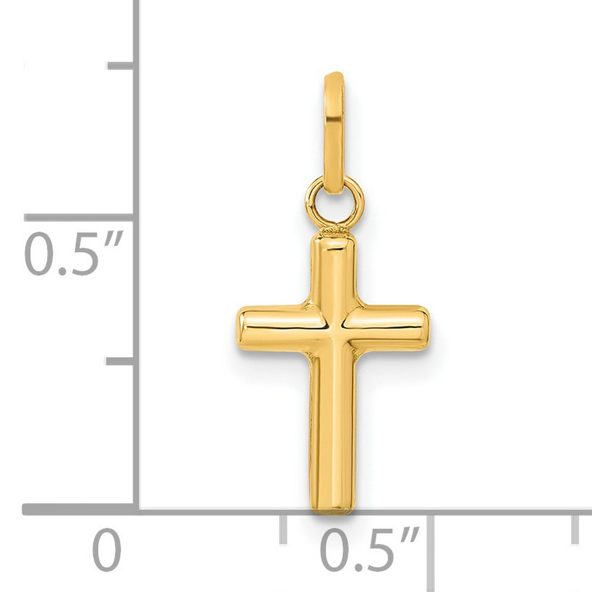 Hollow Latin Cross Charm Pendant in Real 14k Yellow Gold