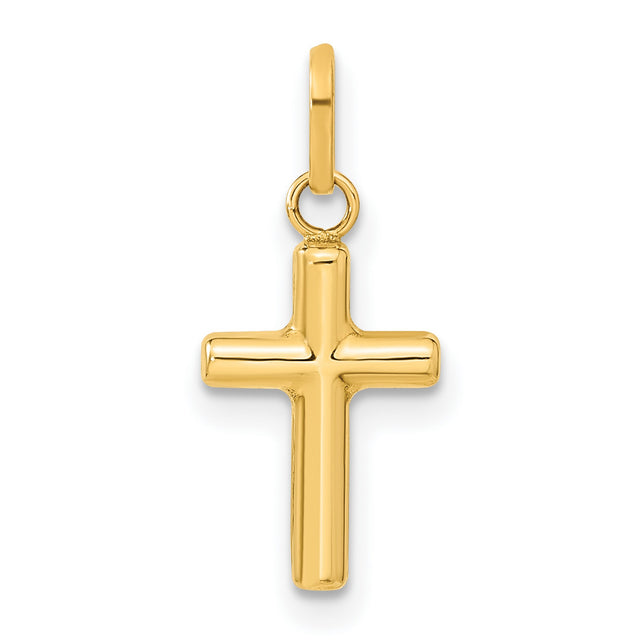 Hollow Latin Cross Charm Pendant in Real 14k Yellow Gold