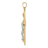 Polished INRI Latin Crucifix Charm Pendant in Real 14k Multi-Tone Gold