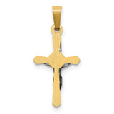 Polished INRI Patonce Crucifix Charm Pendant in Real 14k Multi-Tone Gold