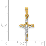 Polished INRI Patonce Crucifix Charm Pendant in Real 14k Multi-Tone Gold