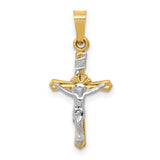 Polished INRI Patonce Crucifix Charm Pendant in Real 14k Multi-Tone Gold