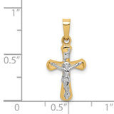 Polished Rounded INRI Latin Crucifix Charm Pendant in Real 14k Multi-Tone Gold