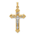 Polished And Textured INRI Passion Crucifix Charm Pendant in Real 14k Multi-Tone Gold