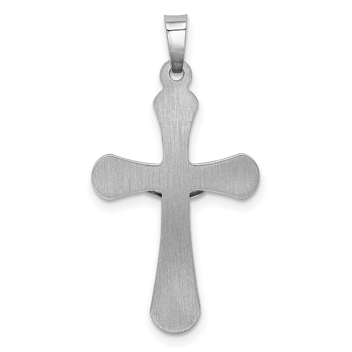 Polished Rounded INRI Latin Crucifix Charm Pendant in Real 14k White Gold