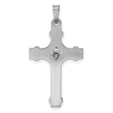 Polished Banded INRI Latin Crucifix Charm Pendant in Real 14k White Gold