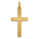 Polished Textured Lattice INRI Latin Crucifix Charm Pendant in Real 14k Multi-Tone Gold