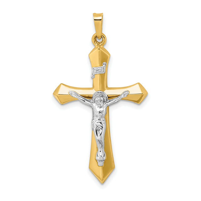 Polished INRI Passion Crucifix Charm Pendant in Real 14k Multi-Tone Gold