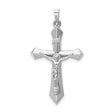 14k White Gold Crucifix Cross Pendant with Raised Jesus and INRI Design