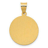 Polished And Satin Hollow Yo Reinare Divino Nino Jesus Words Round Medal Charm Pendant in Real 14k Yellow Gold