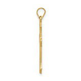 14k Yellow Gold Cross Pendant with Flared Edges and Beaded Fleur Design for Women