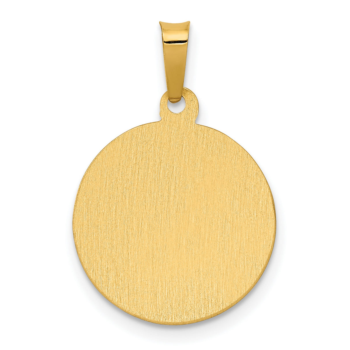 Polished And Satin Hollow Yo Reinare Divino Nino Jesus Words Round Medal Charm Pendant in Real 14k Yellow Gold