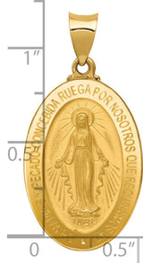 Oh Maria Sin Pecado Concebida Ruega Por Nosotros Que Recurrimos Oval Charm Pendant in Real 14k Yellow Gold