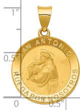 Hollow San Antonio Ruega Por Nosotros Spanish Words Charm Pendant in Real 14k Yellow Gold