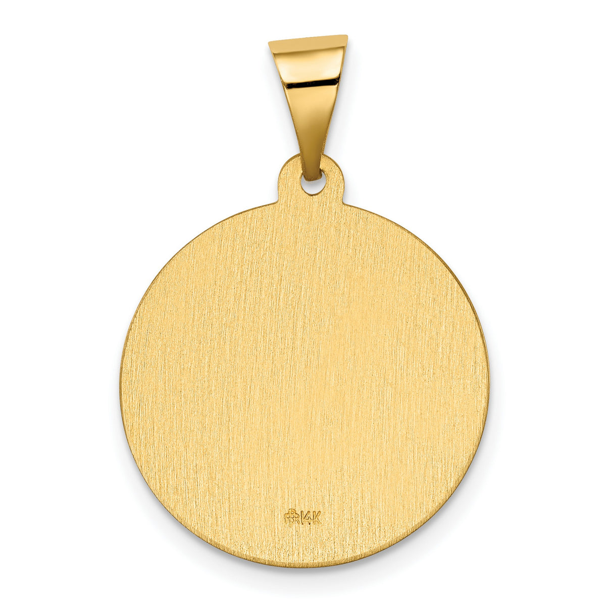 Hollow San Gabriel Ruega Por Nosotros Words Round Medal Charm Pendant in Real 14k Yellow Gold