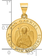 Hollow San Gabriel Ruega Por Nosotros Words Round Medal Charm Pendant in Real 14k Yellow Gold