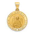 Hollow San Gabriel Ruega Por Nosotros Words Round Medal Charm Pendant in Real 14k Yellow Gold