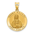 Saint Kateri Pray For Us Words Round Medal Charm Pendant in Real 14k Yellow Gold