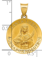 Santa Lucia Ruega Por Nosotros Words Medal Charm Pendant in Real 14k Yellow Gold