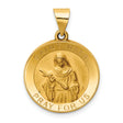 Saint Rita Pray For Us Words Round Medal Charm Pendant in Real 14k Yellow Gold