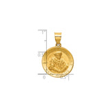 14k Yellow Gold Saint Thomas More Pendant, Catholic Religious Medal with Pray for Us Engraving