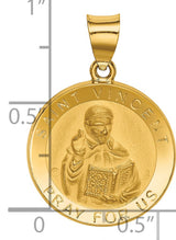 Saint Vincent Pray For Us Words Round Medal Charm Pendant in Real 14k Yellow Gold