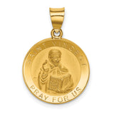 Saint Vincent Pray For Us Words Round Medal Charm Pendant in Real 14k Yellow Gold