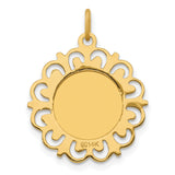 Mi Primera Comunion Words and Religious Figures Hollow Round Medal Charm Pendant in Real 14k Yellow Gold