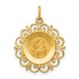 Mi Primera Comunion Words and Religious Figures Hollow Round Medal Charm Pendant in Real 14k Yellow Gold