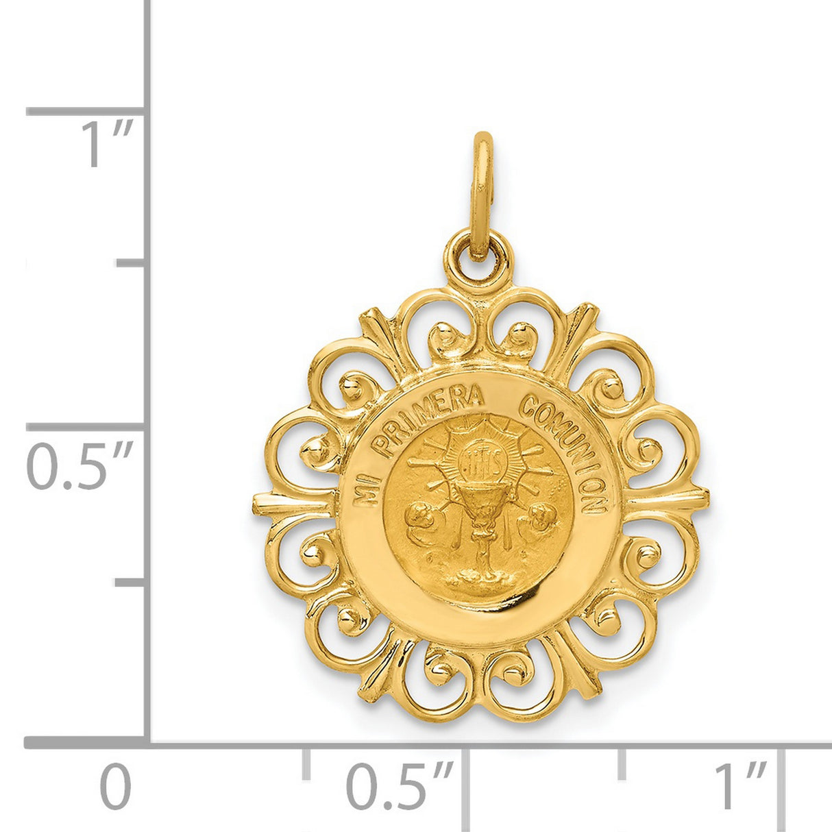 14k Yellow Gold Mi Primera Comunion Pendant with Chalice and IHS Symbol