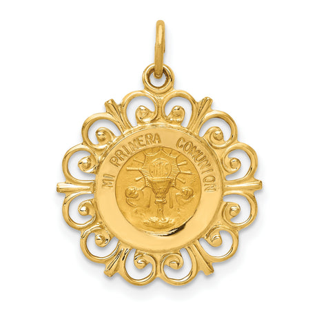 14k Yellow Gold Mi Primera Comunion Pendant with Chalice and IHS Symbol