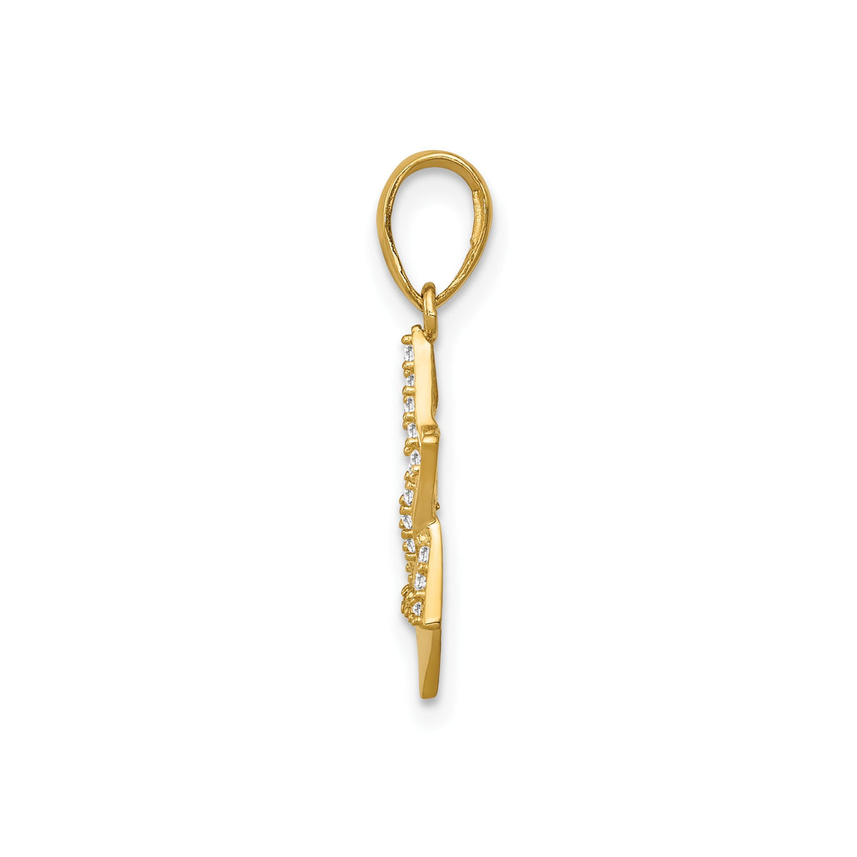 14k Yellow Gold Star of David Pendant with Cubic Zirconia, Unisex Religious Jewelry
