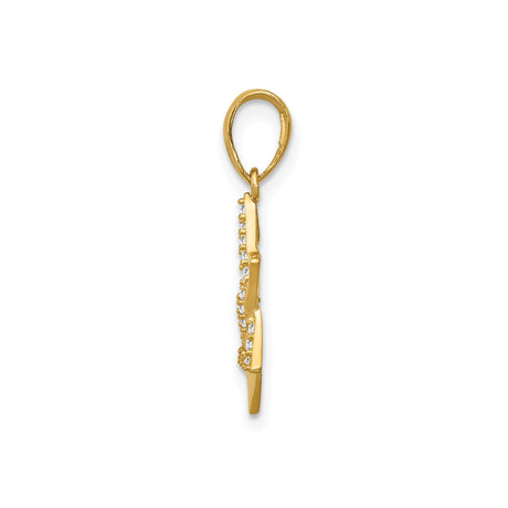 14k Yellow Gold Star of David Pendant with Cubic Zirconia, Unisex Religious Jewelry