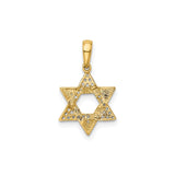 14k Yellow Gold Star of David Pendant with Cubic Zirconia, Unisex Religious Jewelry