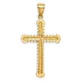 Diamond-cut Cross Charm Pendant in Real 14k Yellow Gold