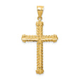 Diamond-cut Cross Charm Pendant in Real 14k Yellow Gold