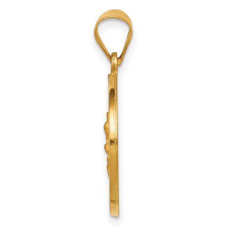 Nuestra Sradel Perpetuo Socorro Ruega Por Nosotros Round Charm Pendant in Real 14k Yellow Gold