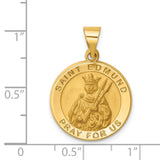 Saint Edmund Pray For Us Words Round Medal Charm Pendant in Real 14k Yellow Gold