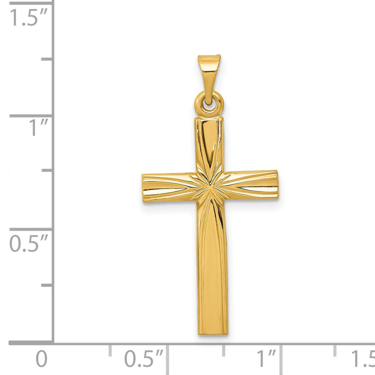 Engravable Latin Cross Charm Pendant in Real 14k Yellow Gold