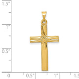 Engravable Latin Cross Charm Pendant in Real 14k Yellow Gold