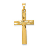 Engravable Latin Cross Charm Pendant in Real 14k Yellow Gold