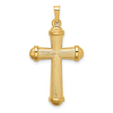 Hollow Polished Cross Charm Pendant in Real 14k Yellow Gold