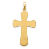 Hollow Polished Beaded Edge Cross Charm Pendant in Real 14k Yellow Gold