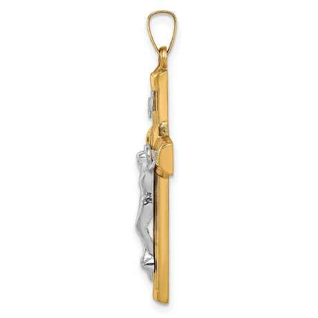 14k Multi-Tone Gold Crucifix Cross Pendant, Polished Finish, Religious Christian Jewelry
