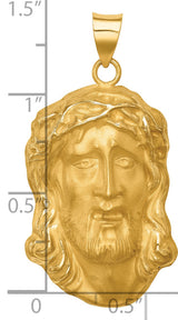 Large Face of Jesus Bust Charm Pendant in Real 14k Yellow Gold